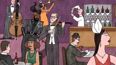An illustration of a Cabaret show in a Parisian Bar.
