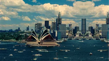 Sydney Opera House at the day of official opening.