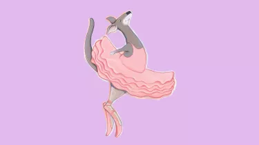 A whimsical illustration of a kangaroo donning a pink tutu, looking cheerful and ready to dance.