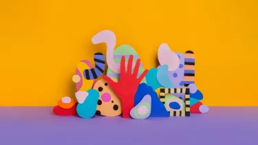 Pieces of colourful paper cut out to make fun shapes