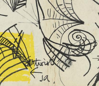 A rough drawing of the sail design for Sydney opera house.