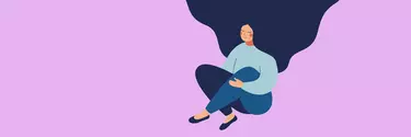 An animation of a woman meditating.